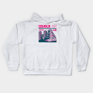 Vintage Osaka Japan Skyline Retro Japanese City Kids Hoodie